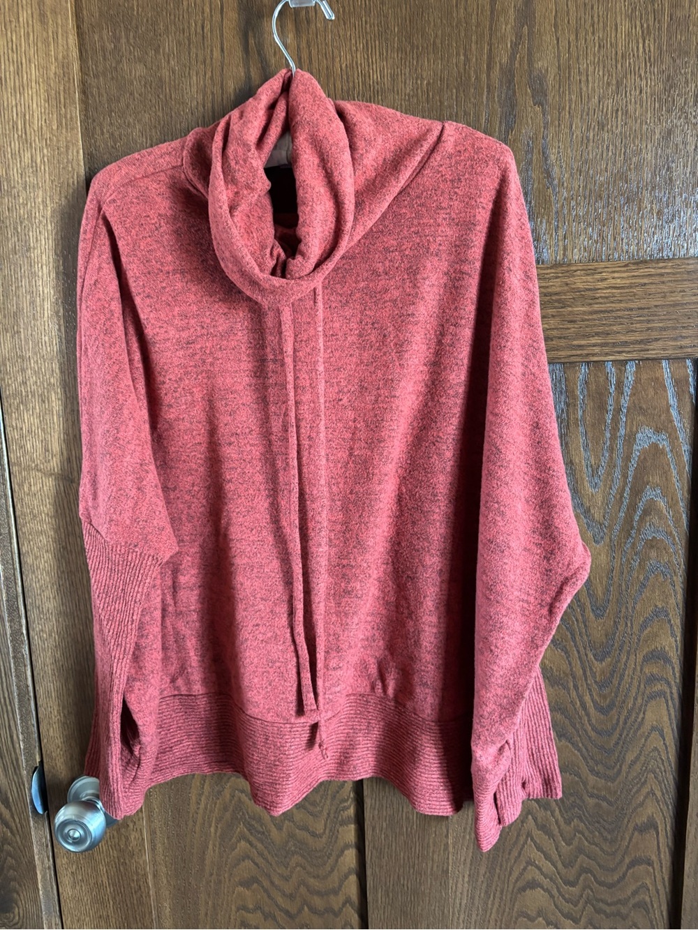 Cozy Rust Funnel Neck Hacci Women's Pullover. DD Designs.  Small